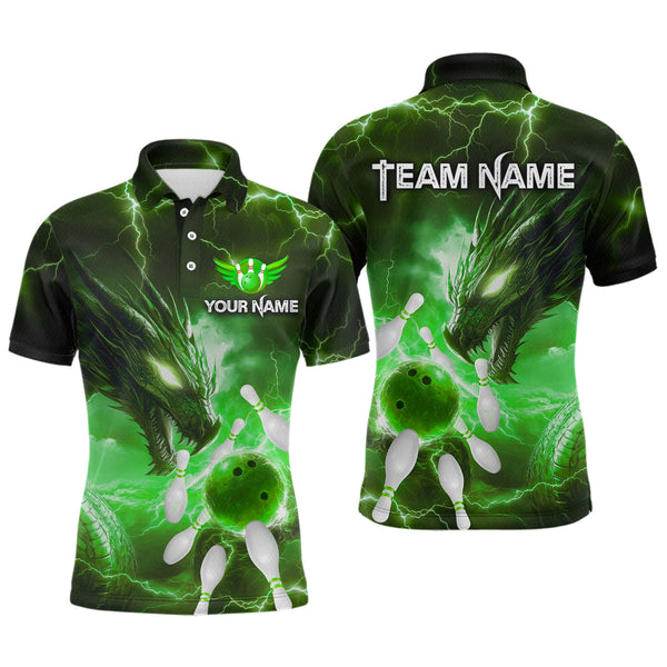 Maxcorners Custom Dragon Bowling Shirt Green Thunder Bowling Jersey for Men Women Team LM184