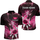 Maxcorners Custom Dragon Bowling Shirt Pink Thunder Bowling Jersey for Men Women Team LM184