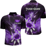Maxcorners Custom Dragon Bowling Shirt Purple Thunder Bowling Jersey for Men Women Team  LM184
