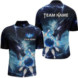 Maxcorners Custom Dragon Bowling Shirt Blue Thunder Bowling Jersey for Men Women Team LM184