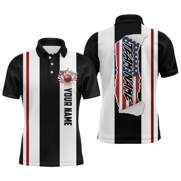 Maxcorners American Flag Bowling Shirt Patriotic Bowling Jersey for Men Women Bowling Polo