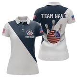 Maxcorners American Bowling Shirts Blue Bowling Jersey for Men Women Patriotic Bowling Jersey