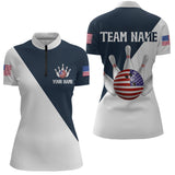 Maxcorners American Bowling Shirts Blue Bowling Jersey for Men Women Patriotic Bowling Jersey