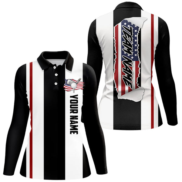 Maxcorners Custom Patriotic Golf Polo Shirt American Flag Golf Polo For Women Golf Shirt