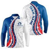 Maxcorners Patriotic American Golf Polo Shirt for Men Women Custom Golf Shirts Blue Golf Apparel LM2007