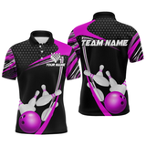 Maxcorners Purple Bowling Shirts for Men and Women Bowling Shirt Team Bowling Polo & 1/4 Zip Shirt