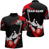 Maxcorners Red Bowling Shirts for Men and Women Bowling Shirt Team Bowling Polo & 1/4 Zip Shirt