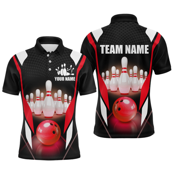 Maxcorners Red Bowling Shirt for Men and Women Bowling Jersey with Team Bowling Polo & 1/4 Zip