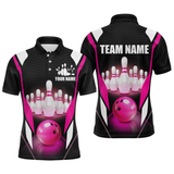 Maxcorners Pink Bowling Shirt for Men and Women Bowling Jersey with Team Bowling Polo & 1/4 Zip