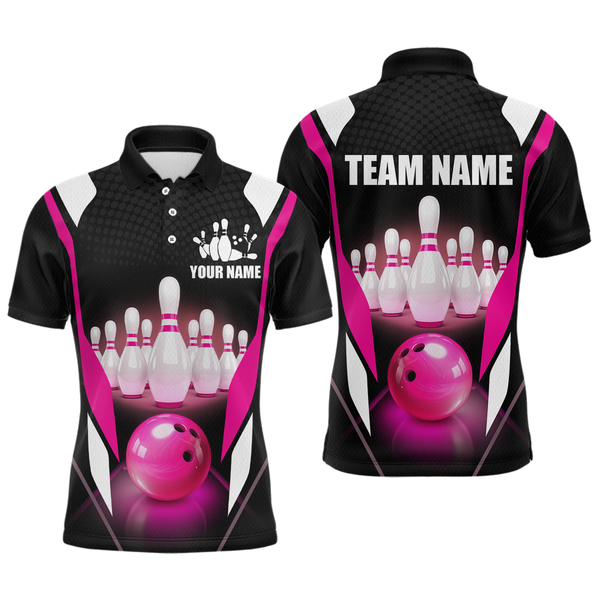 Maxcorners Pink Bowling Shirt for Men and Women Bowling Jersey with Team Bowling Polo & 1/4 Zip