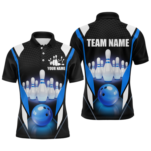 Maxcorners Blue Bowling Shirt for Men and Women Bowling Jersey with Team Bowling Polo & 1/4 Zip