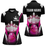 Maxcorners Pink Bowling Shirt for Men and Women Bowling Jersey with Team Bowling Polo & 1/4 Zip