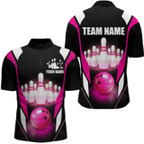 Maxcorners Pink Bowling Shirt for Men and Women Bowling Jersey with Team Bowling Polo & 1/4 Zip