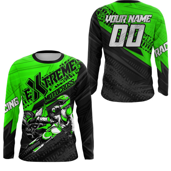 Maxcorners Green Motocross Racing Jersey Upf30+ Kid Men Women Dirt Bike Shirt Off-road Jersey MT2709