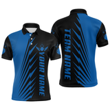 Maxcorners Custom Blue Bowling Shirts for Men Women Team Bowling Polo & 1/4 Zip Shirt TU0506