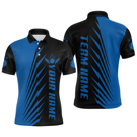 Maxcorners Custom Blue Bowling Shirts for Men Women Team Bowling Polo & 1/4 Zip Shirt TU0506