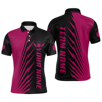 Maxcorners Custom Pink Bowling Shirts for Men Women Team Bowling Polo & 1/4 Zip Shirt
