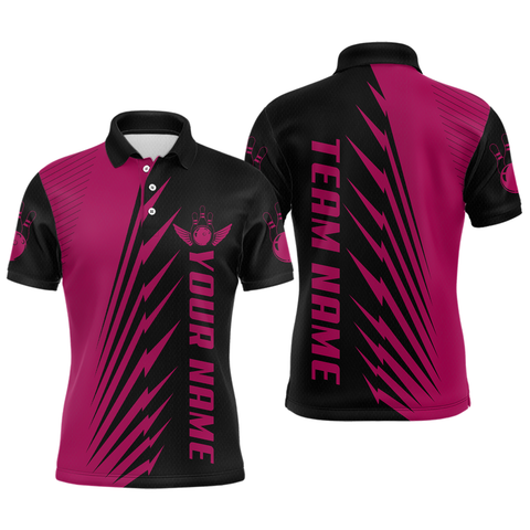 Maxcorners Custom Pink Bowling Shirts for Men Women Team Bowling Polo & 1/4 Zip Shirt TU0506