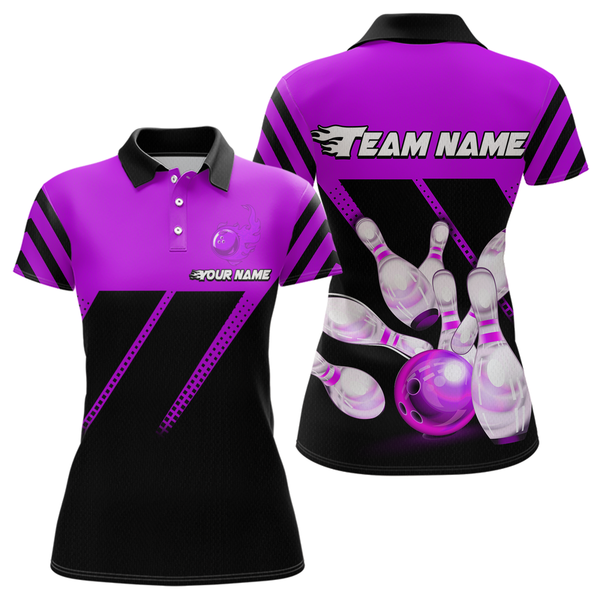 Maxcorners Purple Bowling Shirt Custom Bowling Jersey For Men Women Bowling Polo&1/4 Zip Shirts LM123