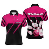 Maxcorners Pink Bowling Shirt Custom Bowling Jersey For Men Women Bowling Polo&1/4 Zip Shirts LM123