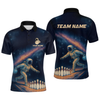 Maxcorners Astronaut Bowling Shirts for Women Men Team Bowling Jerseys Galaxy Bowl Polo 1/4 Zip LM1109