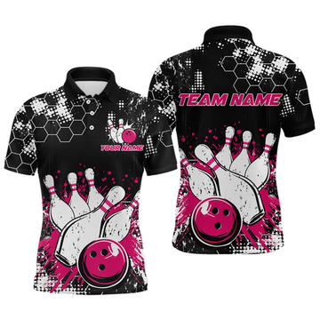 Maxcorners Pink Watercolor Bowling Shirts Men Women Team Custom Bowling Polo & 1/4 Zip Shirt