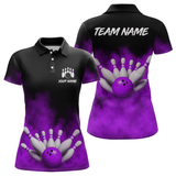 Maxcorners Purple Smoke Bowling Shirts for Men Women Team Personalized Bowling Polo and Quarter Zip MT2108