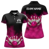 Maxcorners Pink Smoke Bowling Shirts for Men Women Team Personalized Bowling Polo and Quarter Zip MT2108