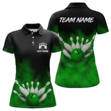Maxcorners Green Smoke Bowling Shirts for Men Women Team Personalized Bowling Polo and Quarter Zip MT2108