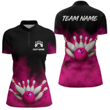 Maxcorners Pink Smoke Bowling Shirts for Men Women Team Personalized Bowling Polo and Quarter Zip MT2108