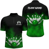 Maxcorners Green Smoke Bowling Shirts for Men Women Team Personalized Bowling Polo and Quarter Zip MT2108