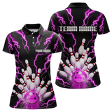 Maxcorners Thunder Lightning Pink Bowling Shirt Custom Bowling Jersey for Men Women Team