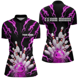 Maxcorners Thunder Lightning Pink Bowling Shirt Custom Bowling Jersey for Men Women Team