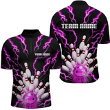 Maxcorners Thunder Lightning Pink Bowling Shirt Custom Bowling Jersey for Men Women Team