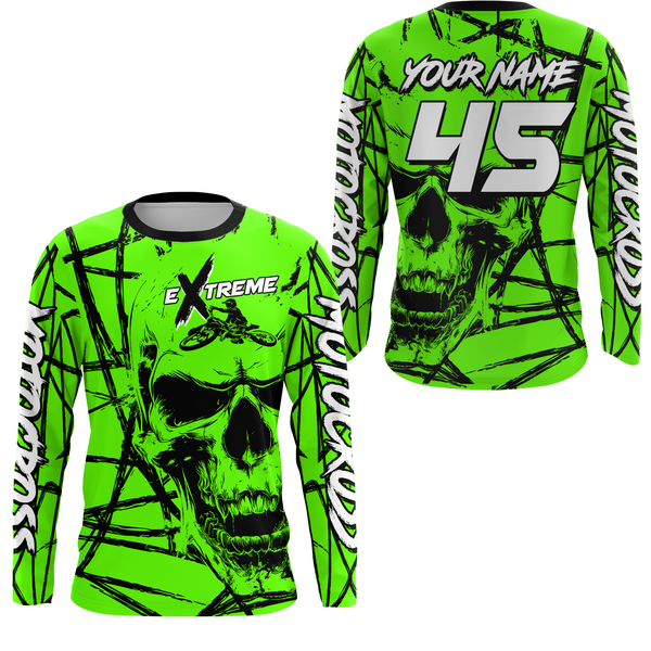 Maxcorners Motocross Racing Jersey Green Upf30+ Dirt Bike Shirt MX Off-Road Motorcycle Shirt MT2709