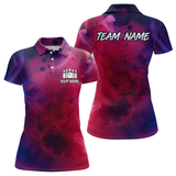 Maxcorners Blue and Pink Ink Bowling Shirts Custom for Women Men Team Bowling Jerseys MT3107