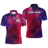 Maxcorners Blue and Pink Ink Bowling Shirts Custom for Women Men Team Bowling Jerseys MT3107