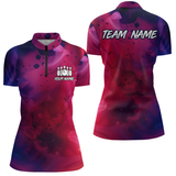 Maxcorners Blue and Pink Ink Bowling Shirts Custom for Women Men Team Bowling Jerseys MT3107
