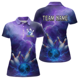 Maxcorners Custom Purple Lightning Bowling Shirts for Men Women Team LM3010