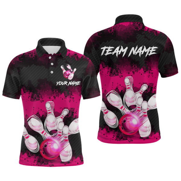 Maxcorners Customize Pink Bowling Shirts for Men Women Team Bowling Polo & 1/4 Zip Shirts