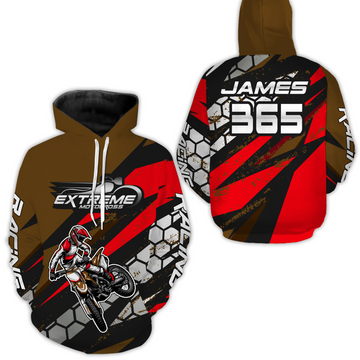 Maxcorners Red Motocross Racing Hoodie Jersey for Men Women Dirt Bike Motorcycle Hoodie Zip MT2809