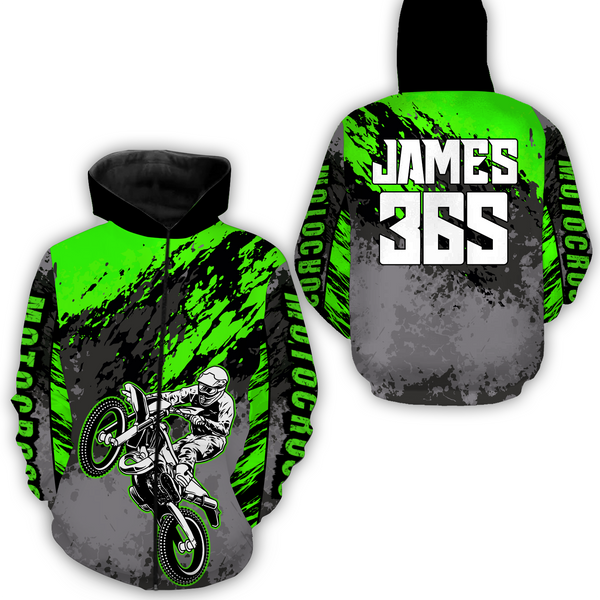Maxcorners Green Motocross Racing Hoodie Jersey For Men Women Dirt Bike Off-road Hoodie  MT2809