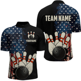 Maxcorners American Flag Bowling Shirt for Men Women Custom Patriotic Bowling Shirt Bowling Apparel LM133 