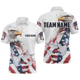 Maxcorners Patriotic Eagle Bowling Shirts Custom Bowling Polo Shirt Men Women American Flag Bowling