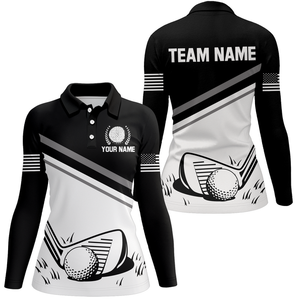 Maxcorners US Patriotic Golf Polo Shirt Custom For Women Golf Polo Shirts with Team Name