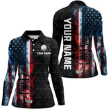 Maxcorners Patriotic Golf Polo Shirt Custom For Women American Flag Golf Polo Shirts