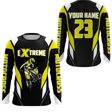 Maxcorners Motocross Racing Jersey Yellow Off-road Riding Dirt Bike Shirt For Kid Men Women MT2709