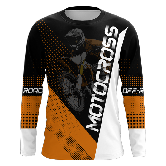 Maxcorners Motocross Racing Jersey Upf30+ Dirt Bike Shirt Orange Motorcycle Off-Road Shirt MT2709