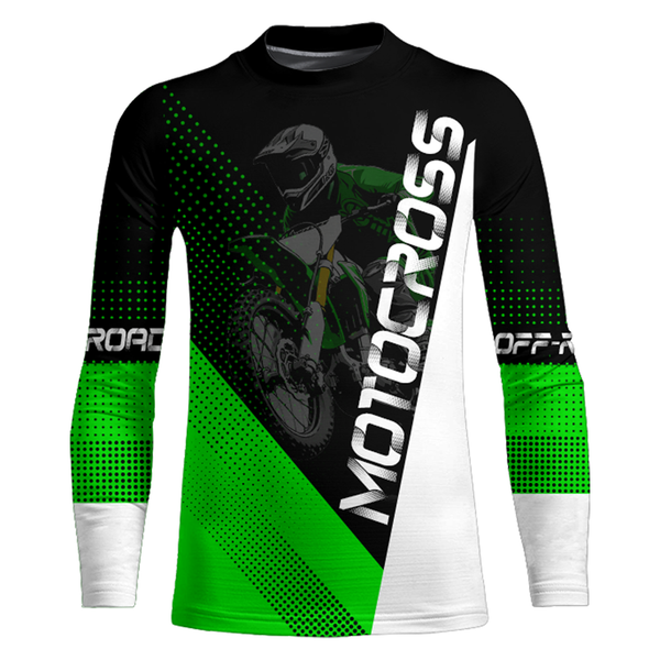 Maxcorners Motocross Racing Jersey Upf30+ Dirt Bike Shirt Green Motorcycle Off-Road Shirt MT2709