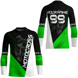 Maxcorners Motocross Racing Jersey Upf30+ Dirt Bike Shirt Green Motorcycle Off-Road Shirt MT2709